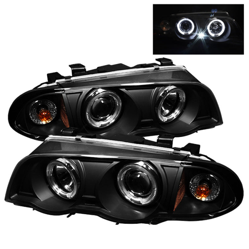 Spyder BMW E46 3-Series 99-01 4DR Projector 1PC LED Halo Amber Reflctr Blk PRO-YD-BMWE46-4D-HL-AM-BK - Mammoth Racing -