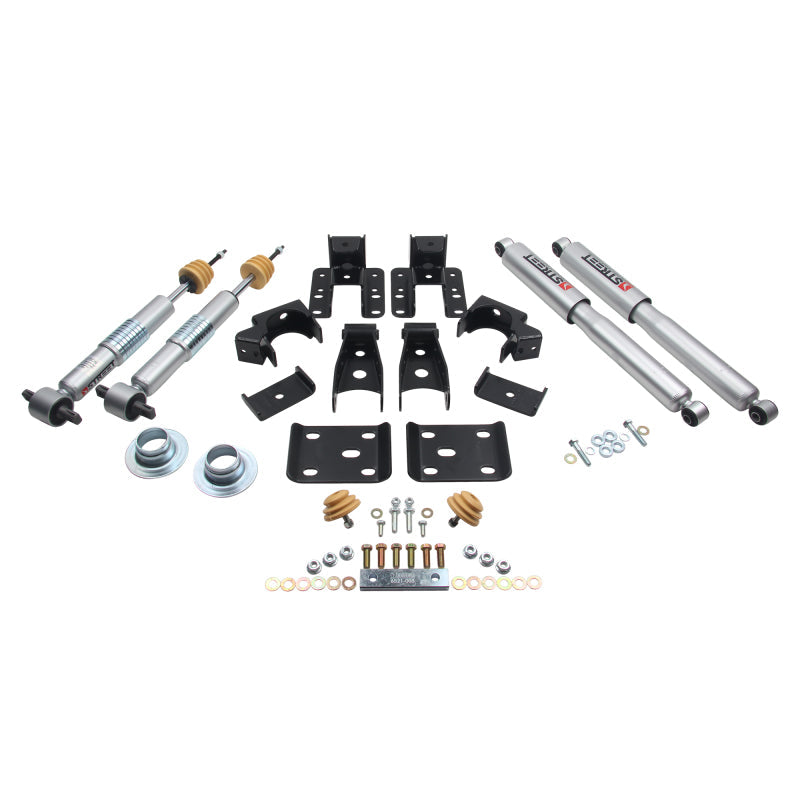 Belltech Lowering KIT 14-17 Chevy Silverado/Sierra 1in to -2in Front/4in Rear w/ Street Perf Shocks - Mammoth Racing -