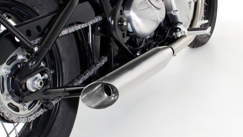 Remus 2017 Triumph Bonneville Bobber (Euro 4) Custom Slash Cut Stainless Steel Slip On - Left Side - Mammoth Racing -