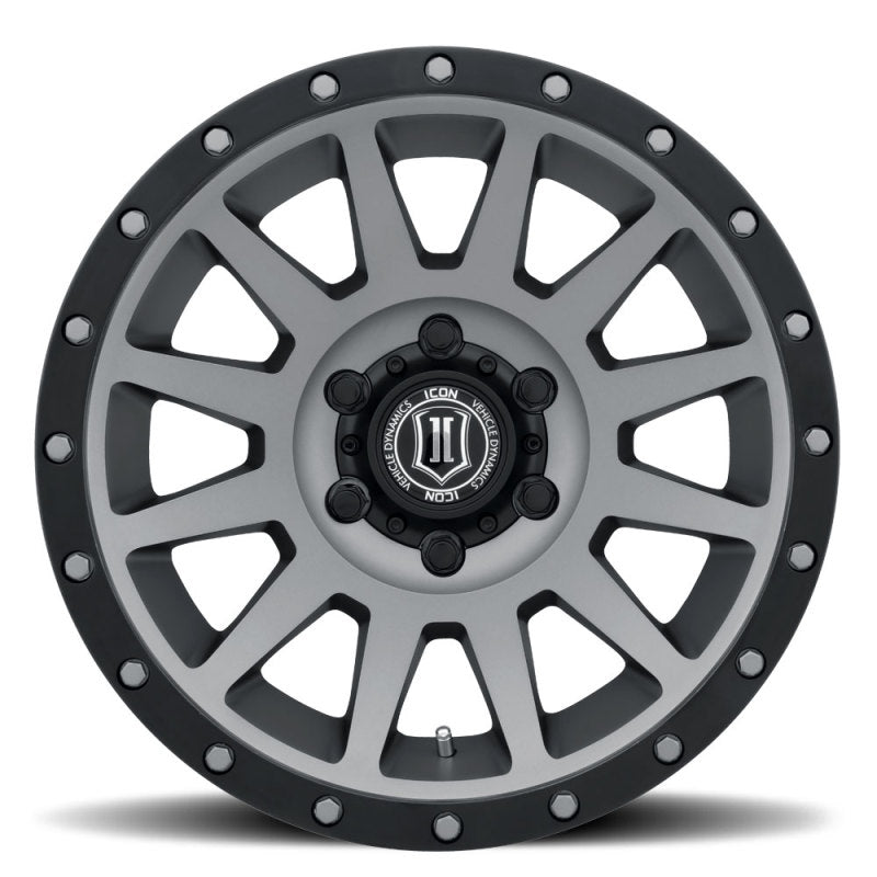 Icon Compression 18x9 5x5 -12mm Offset 4.5in BS Titanium Wheel - Mammoth Racing -