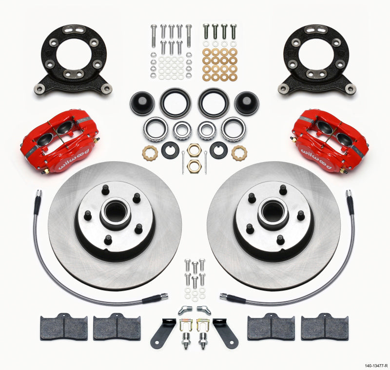 Wilwood Forged Dynalite-M Front Kit 11.30in 1 PC Rotor&Hub Red 1970-1973 Mustang Disc & Drum Spindle - My Store