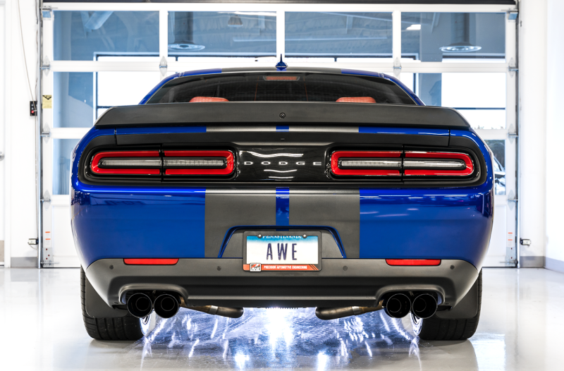 AWE Tuning 2017+ Dodge Challenger 5.7L Track Edition Exhaust - Diamond Black Quad Tips - Mammoth Racing -
