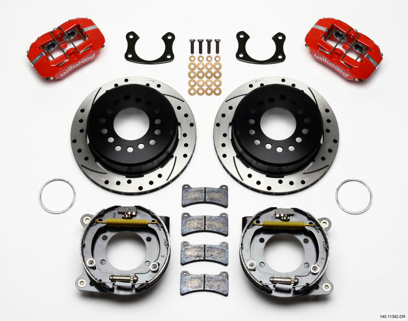 Wilwood Dynapro Low-Profile 11.00in P-Brake Kit Drill-Red New Big Ford 2.50in Off Staggerd Mount - Mammoth Racing -
