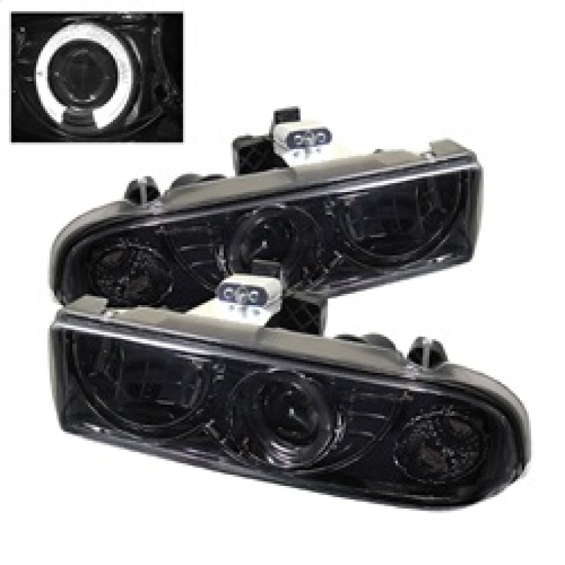 Spyder Chevy S10 98-04 Projector Headlights LED Halo Smke - Low H1 PRO-YD-CS1098-SMC - Mammoth Racing -