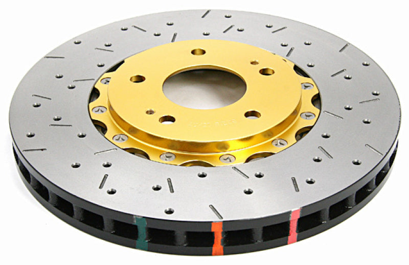 DBA 03-05 Evo 8/9 Front Drilled & Slotted 5000 Series 2 Piece Rotor Assembled w/ Gold Hat - Mammoth Racing -