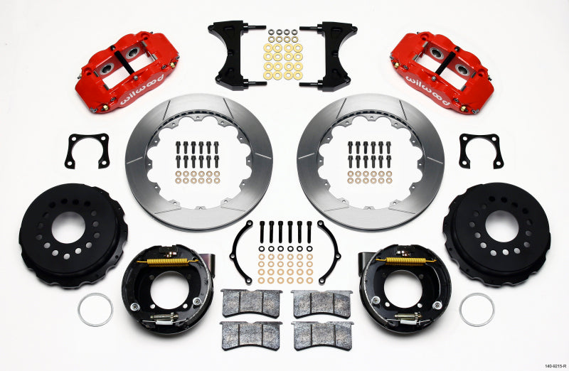 Wilwood Narrow Superlite 4R Rear P-Brk Kit 12.88in Red Chevy 12 Bolt-Spec 3.15in Brng - My Store