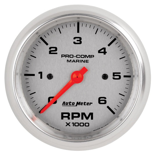 Autometer Marine Silver Ultra-Lite Gauge 3-3/8in Tachometer 6K RPM - My Store
