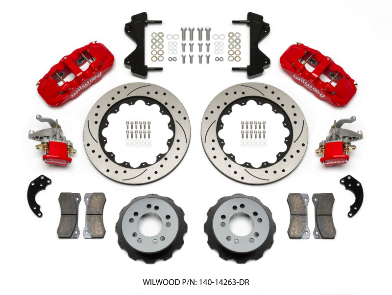 Wilwood Aero4 / MC4 Rear Kit 14.00 Drilled Red Currie Pro-Tour Unit Bearing Floater - My Store
