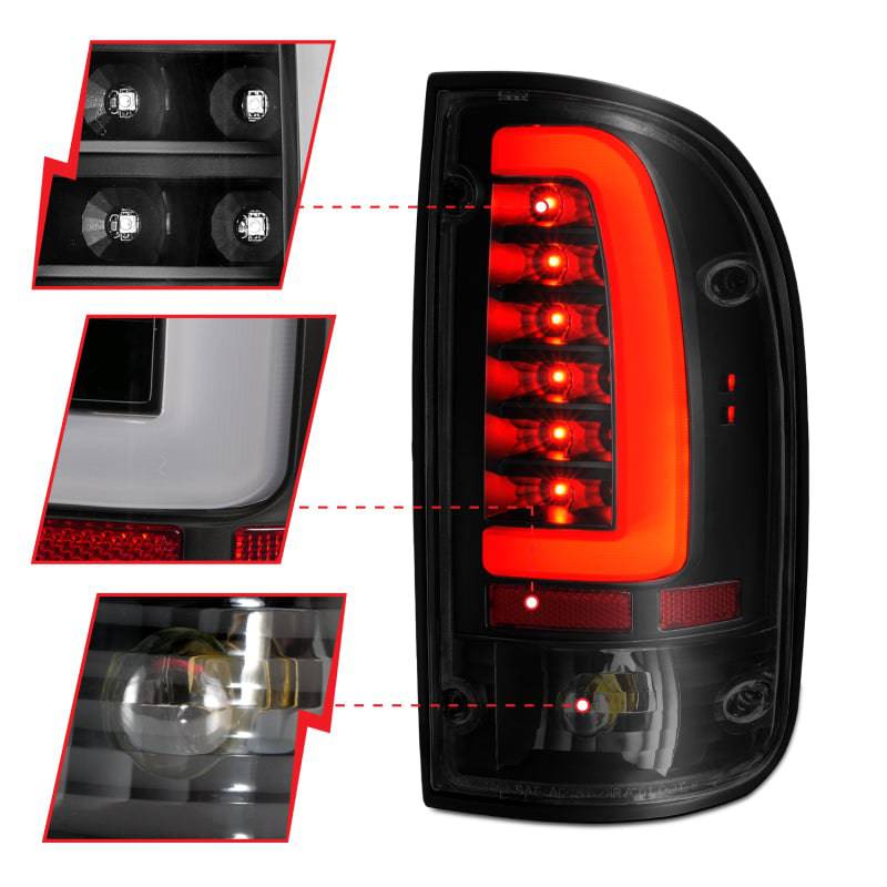 ANZO 1995-2000 Toyota Tacoma LED Taillights Black Housing Smoke Lens (Pair) - My Store