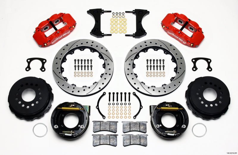 Wilwood Narrow Superlite 4R Rear P-Brk Kit 12.88in Drill Red Big Ford New Style 2.50in Offset - My Store
