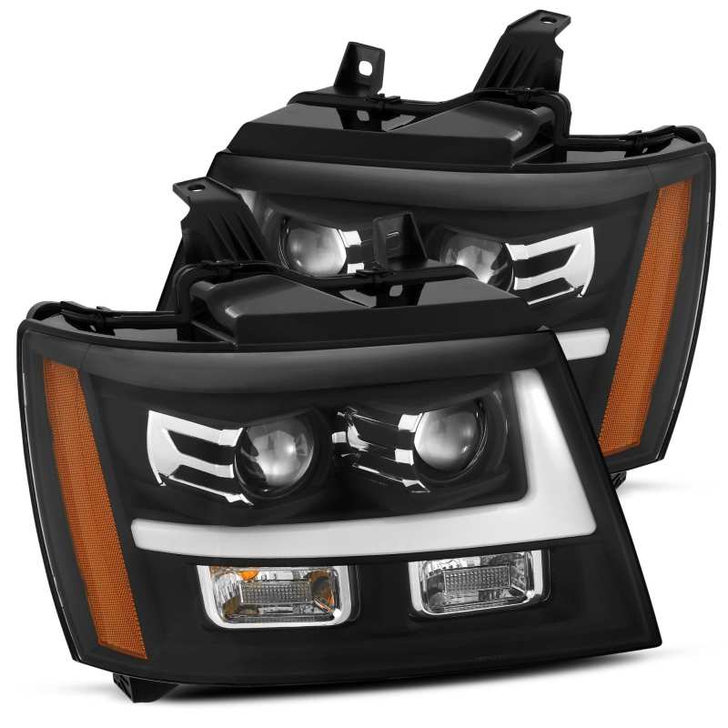 AlphaRex 07-14 Chevy Tahoe PRO-Series Projector Headlights Plank Style Matte Blk w/Activation Light - My Store