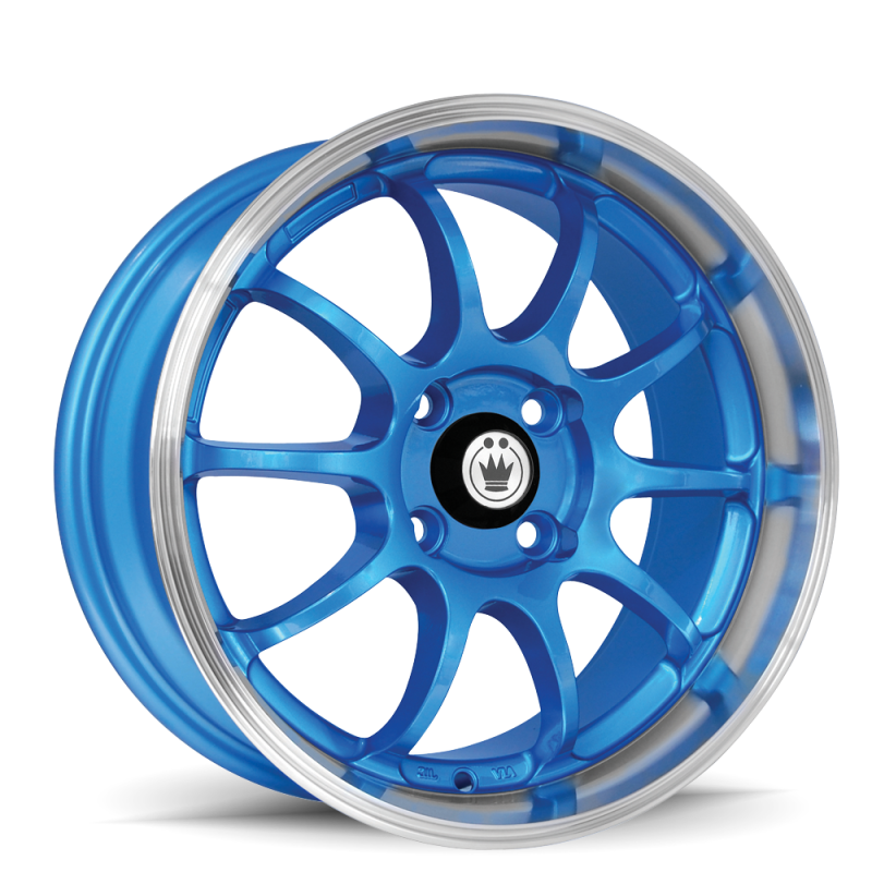 Konig Lightning 15x7 4x100 Et38 Blue/Machine Lip - Mammoth Racing -