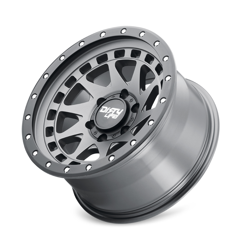 Dirty Life 9311 Enigma Pro 17x9/8x170 BP/-12mm Offset/130.8mm Hub Satin Graphite Wheel - Beadlock - Mammoth Racing -