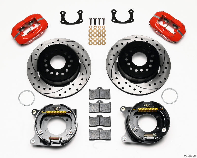 Wilwood Forged Dynalite P/S Park Brake Kit Drilled Red New Big Ford 2.50in offset Staggrd Shock - My Store