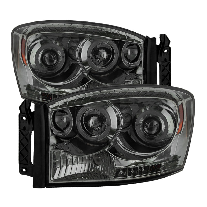 Spyder Dodge Ram 1500 06-08/Ram 2500 06-09 Projector Headlights LED Halo LED Smke PRO-YD-DR06-HL-SM - Mammoth Racing -