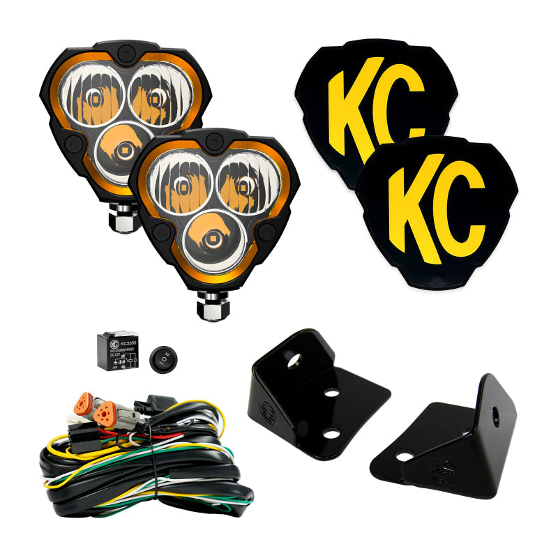 KC HiLiTES Jeep JK Flex ERA 3 2-Light Sys Pillar Mount (40w Combo Beam) - Mammoth Racing -