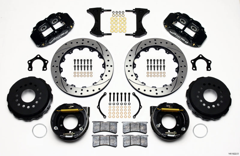 Wilwood Narrow Superlite 4R Rear P-Brk Kit 12.88in Drilled Mopar/Dana 2.36in Off w/Snap Ring Brng - My Store