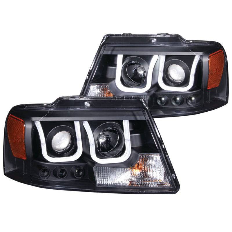 ANZO 2004-2008 Ford F-150 Projector Headlights w/ U-Bar Black - My Store