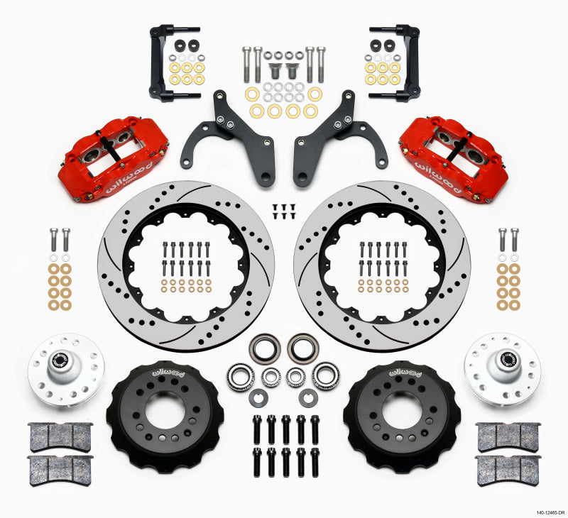Wilwood Narrow Superlite 6R Front Hub Kit 14.00in Drill Red 59-64 Chevy Impala / 63-64 Corvette - Mammoth Racing -