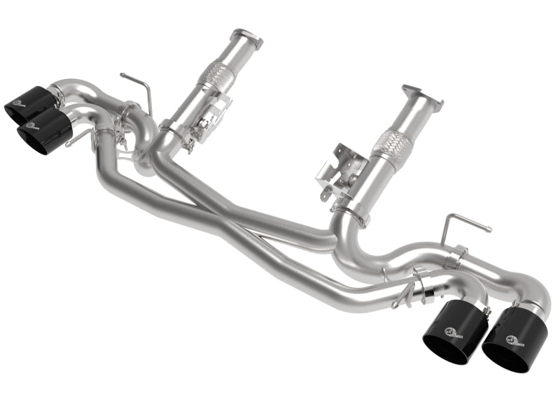 aFe MACH Force-Xp 3in to 2-1/2in 304SS Cat-Back (No Muff.) 2020 Chevy Corvette (C8) 6.2L - Black Tip - Mammoth Racing -