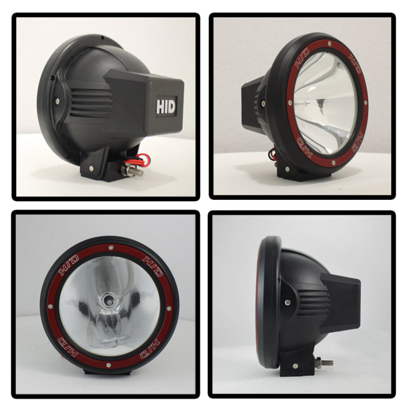 Spyder 7 Inch HID 4x4 fog lights Black/Red Housing w/wiring W/Switch- Chrome FL-CH-JK7004BR-C - Mammoth Racing -
