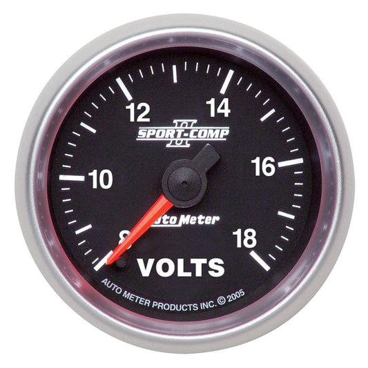 Autometer Sport-Comp II 2 1/16in. 18V Digital Stepper Motor Electronic Voltmeter - My Store