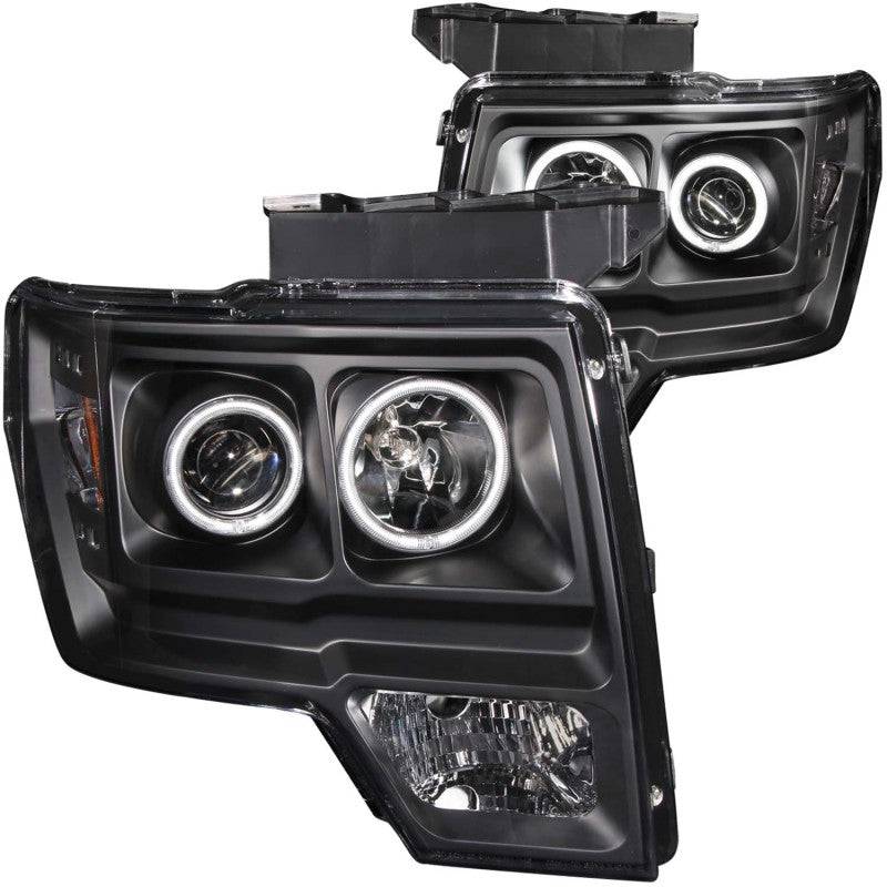 ANZO 2009-2014 Ford F-150 Projector Headlights w/ Halo Black (CCFL) - My Store