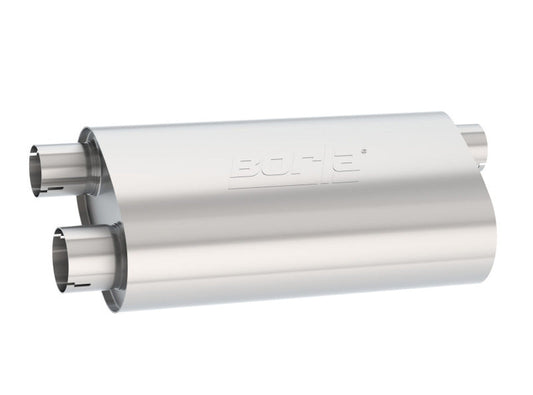 Borla Universal Pro-XS Muffler Oval 3in Inlet/ 2.5in Dual Outlet Transverse Flow Notched Muffler - My Store