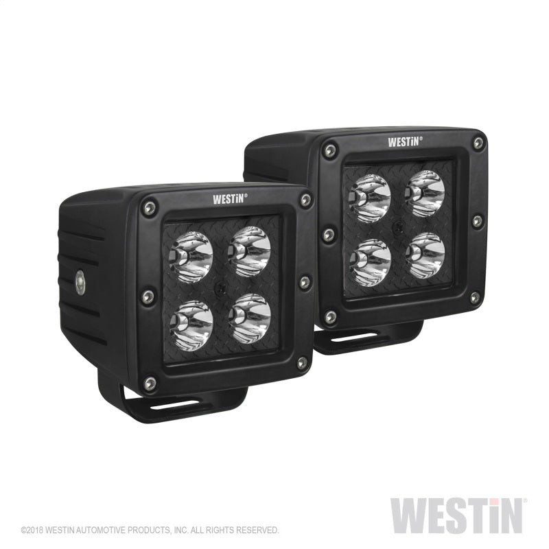 Westin HyperQ LED Auxiliary Lights 3in x 3in cube 20w Flood - Black - Mammoth Racing -
