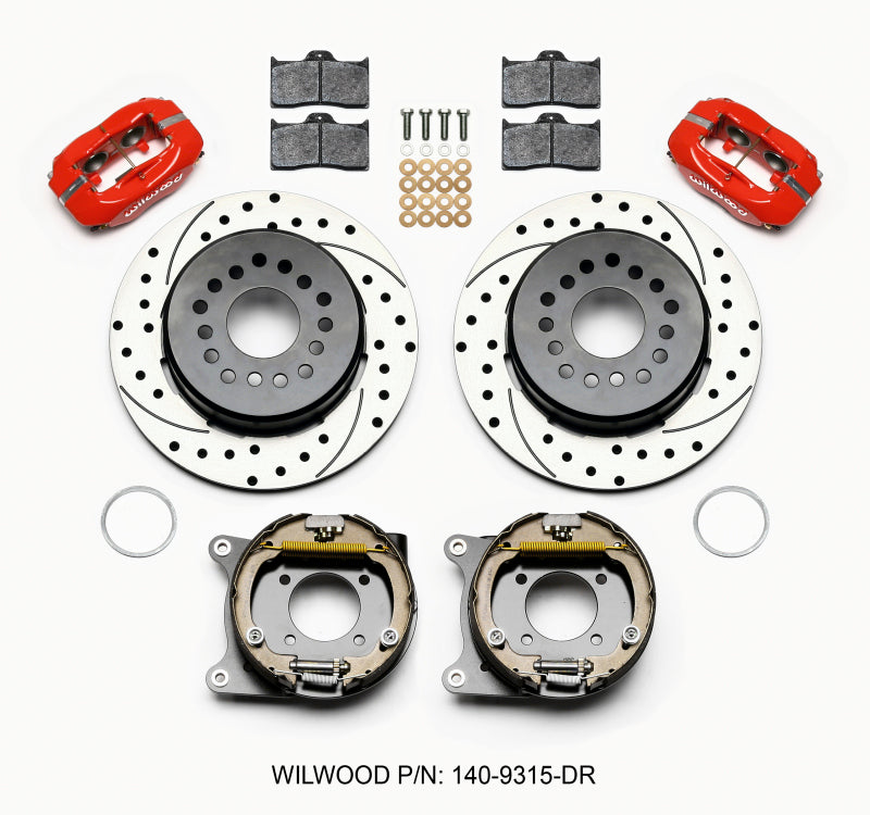 Wilwood Forged Dynalite P/S Park Brake Kit Drilled Red 12 Bolt 2.75in offset Staggered Shock - My Store