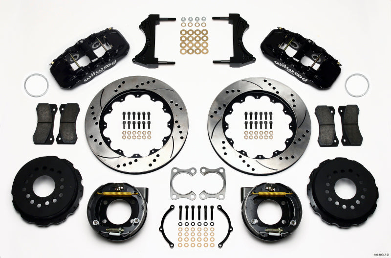 Wilwood Aero4 Rear P-Brake Kit 14.00in Drilled Big Ford Old Style 2.36in Offset - Mammoth Racing -