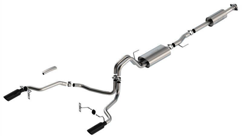 Borla F-150 2021 5.0L 4dr CC SB EC STB Lariat/KR/Pltm/LTD 3/2.25 SRE Cat-Back Touring Black CHR Tips - Mammoth Racing -