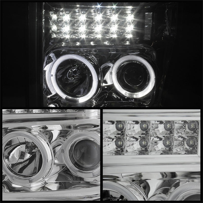 Xtune Ford F250/350/450 Super Duty 08-10 Projector Headlights LED Halo Chrome PRO-JH-FS08-LED-C - Mammoth Racing -