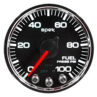 Autometer Spek-Pro Gauge Fuel Press 2 1/16in 100psi Stepper Motor W/Peak & Warn Blk/Chrm - My Store