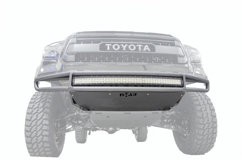 N-Fab M-RDS Front Bumper 14-17 Toyota Tundra - Gloss Black w/Silver Skid Plate - Mammoth Racing -