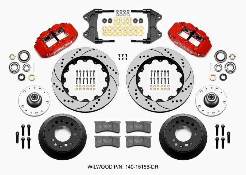 Wilwood Narrow Superlite 6R Front Hub Kit 14.00in Drill Red WWE ProSpindle (5x4.75in 5x5.00in Hub) - My Store