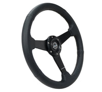 NRG Sport Steering Wheel (350mm / 1.5in Deep) Black Leather Black Stitch w/Matte Black Solid Spokes - My Store