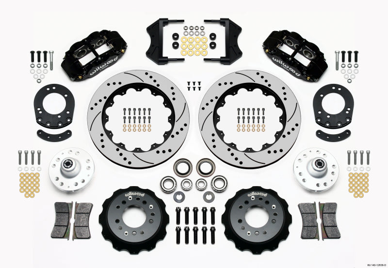 Wilwood Narrow Superlite 6R Front Hub Kit 14.00in Drilled 1965-1969 Mustang Drum Spindle - Mammoth Racing -
