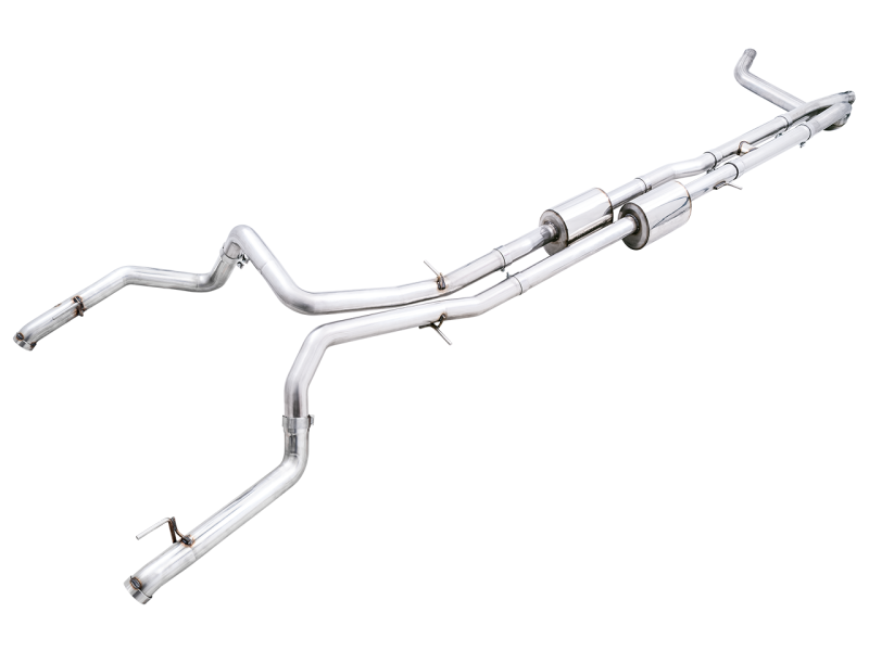 AWE Tuning 22-23 GMC Sierra 1500 AT4X 6.2L 0FG Catback Split Dual (Flat Bumper) - Bashguard(No Tips) - Mammoth Racing -