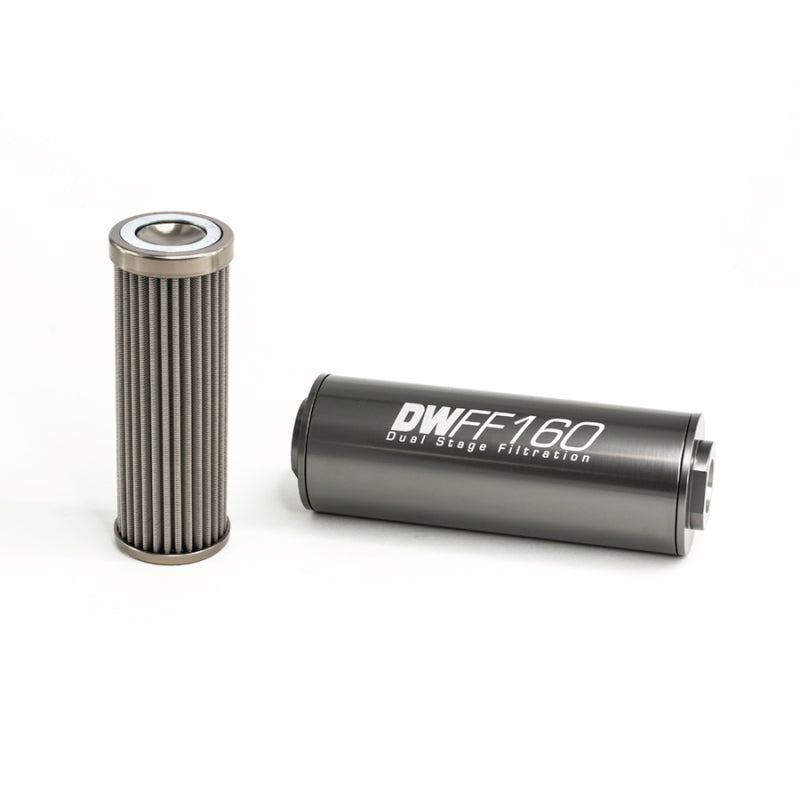 DeatschWerks Stainless Steel 10AN 100 Micron Universal Inline Fuel Filter Housing Kit (160mm) - Mammoth Racing -