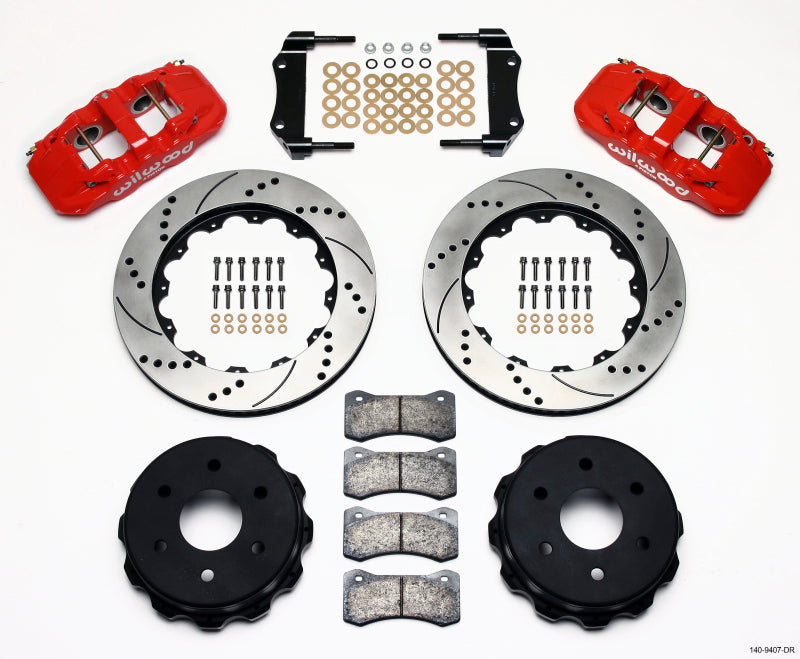 Wilwood Aero4 RearTruck Kit 14.25in Drill Red 1999-2010 GM 1500-suv 1 Piston OE Caliper - My Store