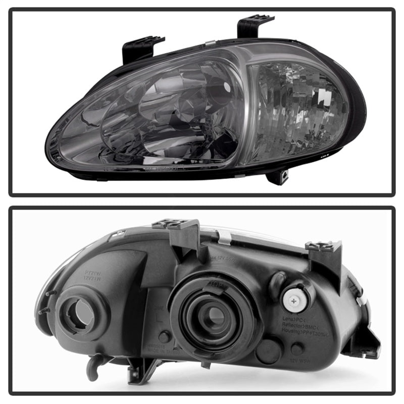 Xtune Honda Del Sol 93-97 1Pc Crystal Headlights Smoke HD-ON-HDEL93-1P-SM - Mammoth Racing -