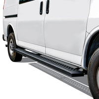 Westin Ford Transit Van 150/250/350 (46in Driver & 97in. Pass) Grate Steps Running Boards - Tex. Blk - Mammoth Racing -