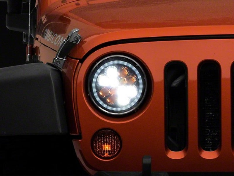 Raxiom 97-18 Jeep Wrangler TJ/JK Axial Spider LED Headlight w/ Amber DRL- Chrome Hsng (Clear Lens) - Mammoth Racing -