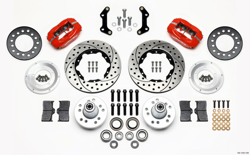 Wilwood Forged Dynalite Front Kit 11.00in Drilled Red 70-72 CDP B & E Body-Disc - Mammoth Racing -