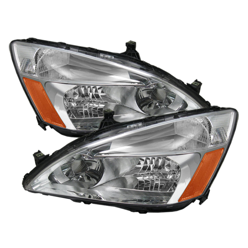 Xtune Honda Accord 03-07 Amber Crystal Headlights Chrome HD-JH-HA03-AM-C - Mammoth Racing -