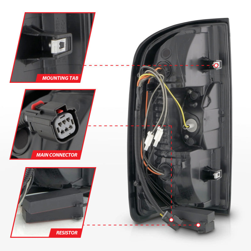 ANZO 15-21 GMC Canyon Full LED Taillights w/ Red Lightbar Black Housing/Clear Lens - Mammoth Racing -