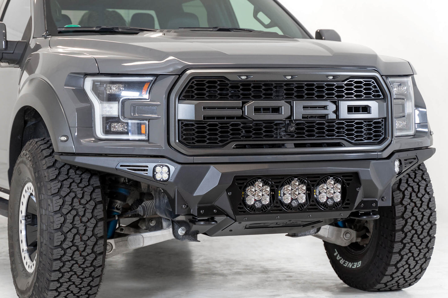 Addictive Desert Designs 2021+ Ford Raptor Bomber Front Bumper w/ 3 Baja Designs LP6 Light Mounts - My Store