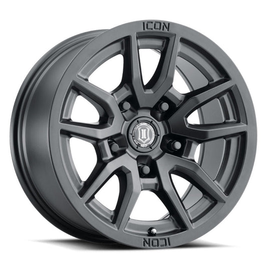 Icon Vector 5 17x8.5 5x5 -6mm Offset 4.5in BS 71.5mm Bore Satin Black Wheel - Mammoth Racing -