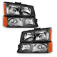 ANZO 2003-2006 Chevy Silverado Crystal Headlight w/ Signal Light Black Amber (4 pcs) - My Store